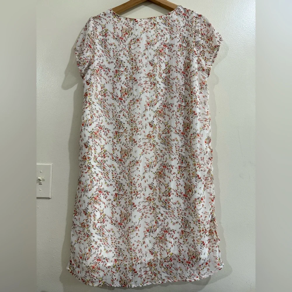 Majolica V-Neck White Midi Dress with Pink Floral Print - Picture 7 of 8
